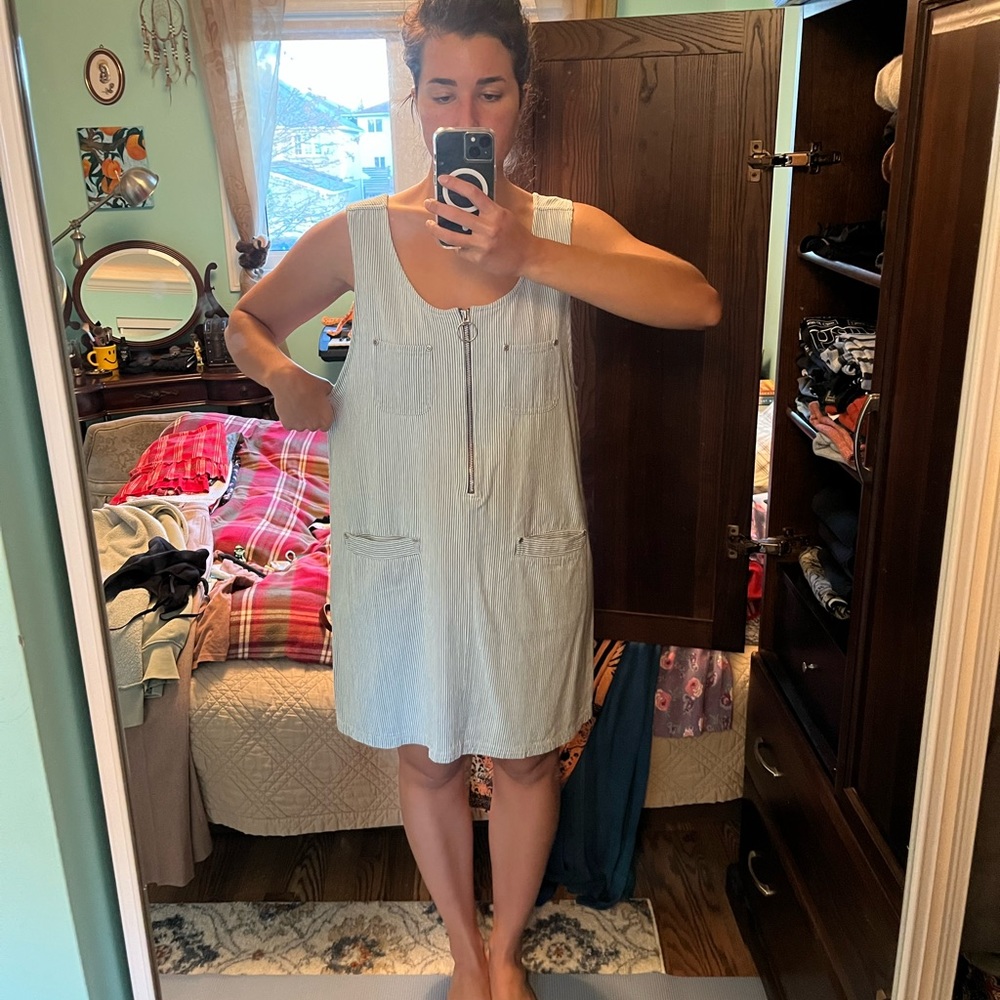 Light Denim Overall Dress - oversized
